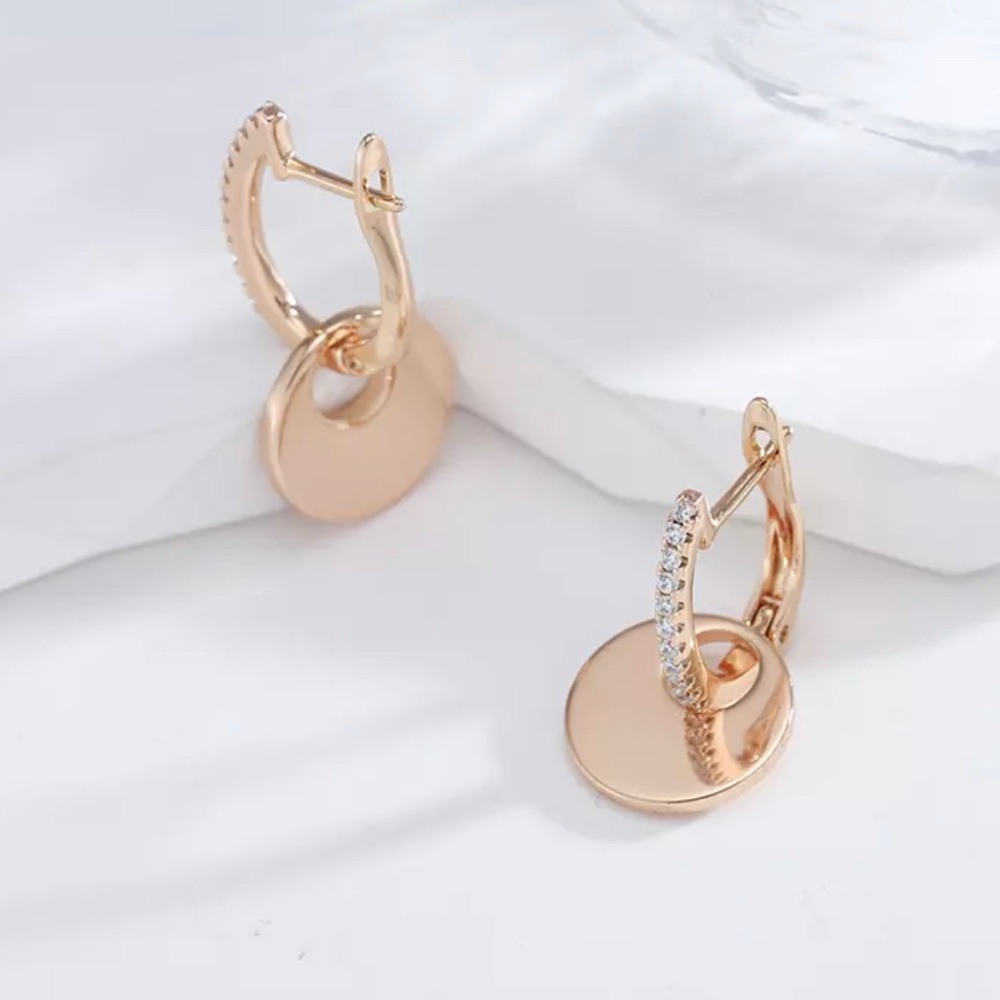 New Gold Plated White Zircon Dangle Earrings - Picture 2 of 3